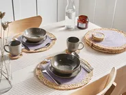 12 Piece Placemats and Coasters Set ROSELLA Jute Cotton Grey_946262
