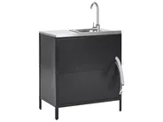 3 Piece Outdoor Kitchen Set with Sink VILAMA Black Metal_872596