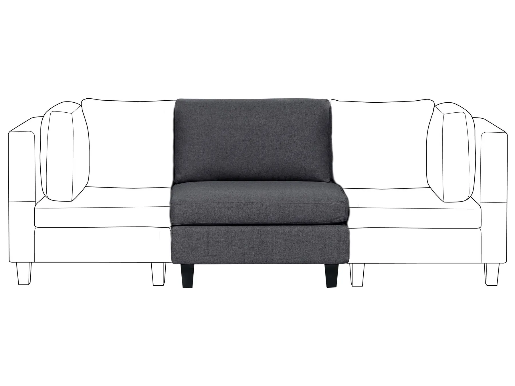 1-Seat Section UNSTAD Fabric Dark Grey_893607