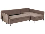 Corner Sofa Bed 3 Seater KOGE with Storage Fabric Brown Left Hand_1087984