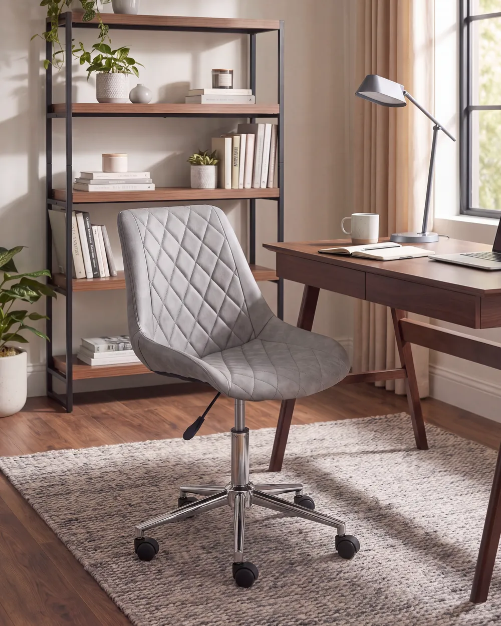 Desk Chair MARIBEL Faux Leather Light Grey