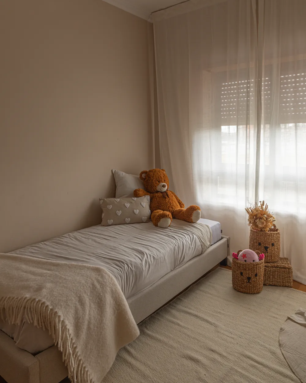 Bed without Headboard Fabric ROANNE 90 x 200 cm (EU Single) Off-White_969657