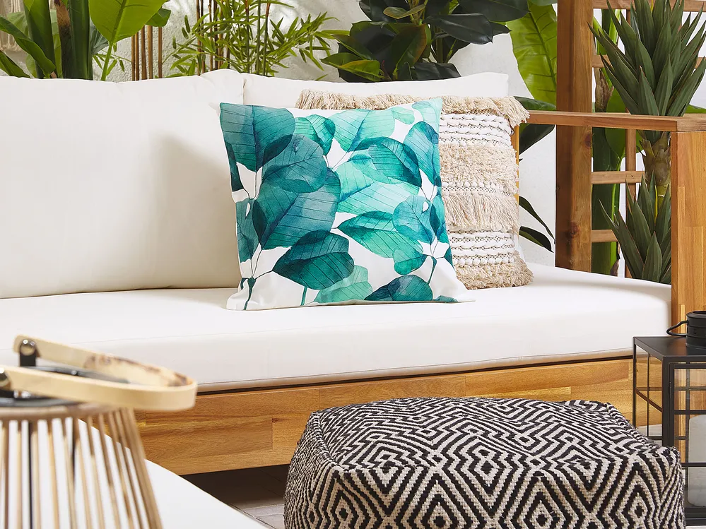 Set of 2 Outdoor Cushions TREBBO Plant Pattern 45 x 45 cm Teal