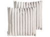 Set of 2 Decorative Cushions RAKYA 45 x 45 cm Faux Fur Light Beige Striped