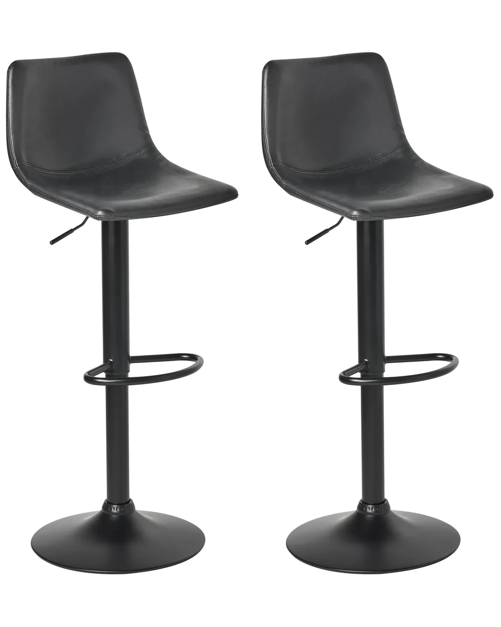 Set of 2 Bar Stools LEBRIJA Swivel Faux Leather Black