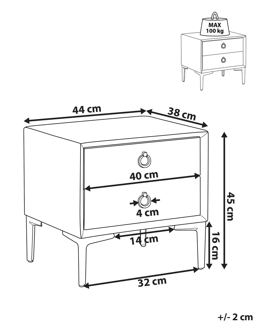 2 Drawer Bedside Table SEZANNE Velvet Dark Green_892511