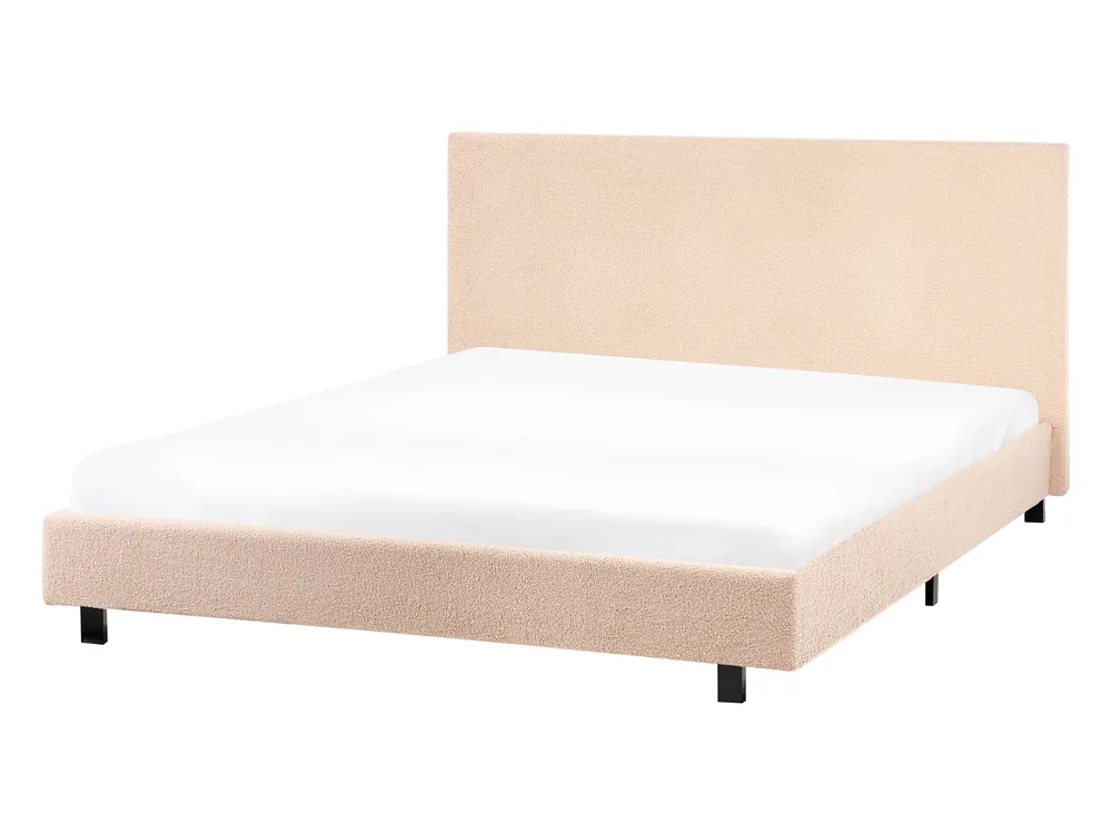 Bed Boucle ALBI 140 x 200 cm (EU Double) Beige_964373