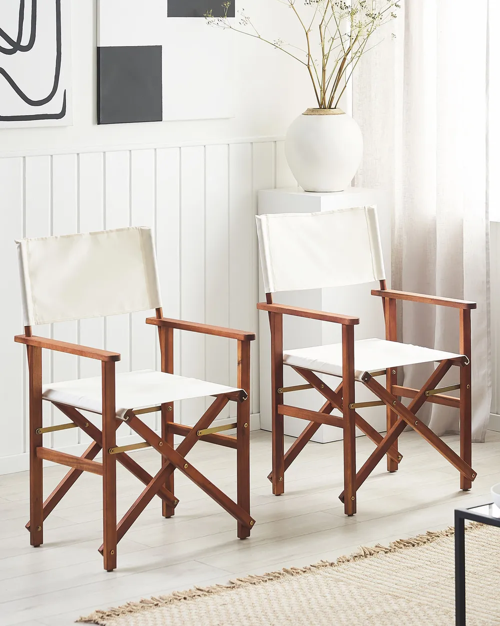 Set med 2 trädgårdsstolar CINE Akaciaträ Off-White_810216