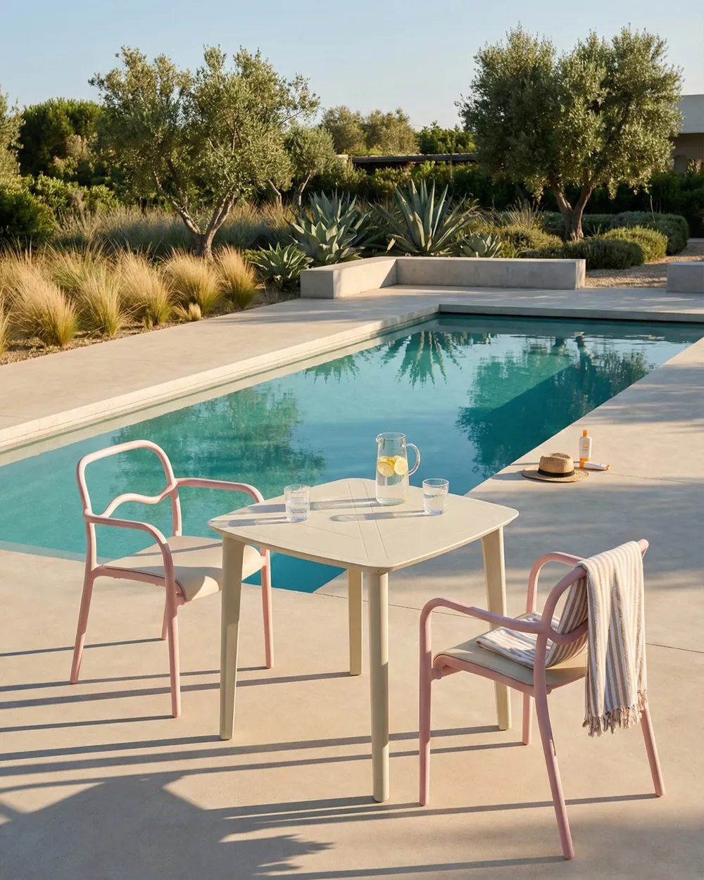 Set of 2 Garden Chairs THASOS Synthetic Material Pastel Pink