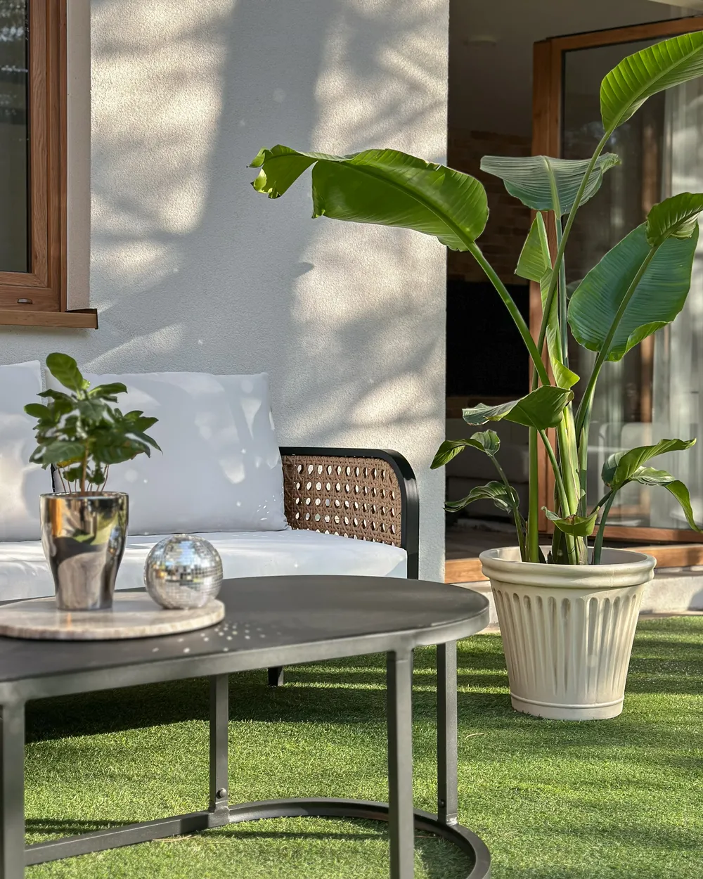 Garden Lounge Set with Table 3 Seater MONTEFALCO Metal White_977871