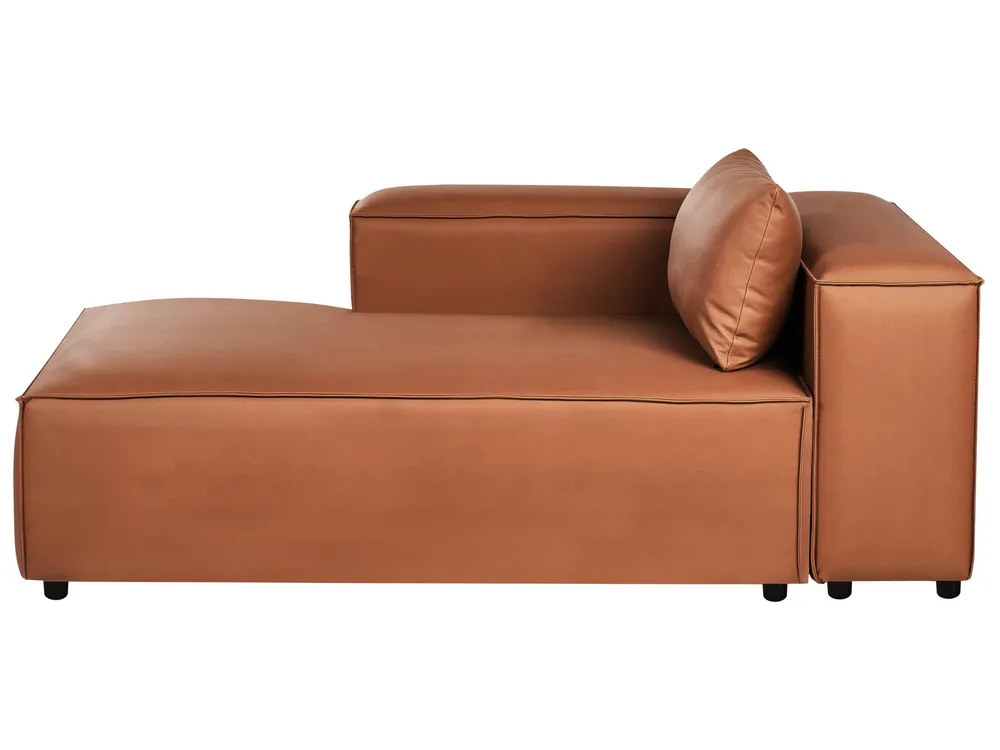 Right-Hand Chaise Longue BRANDE Fabric Golden Brown