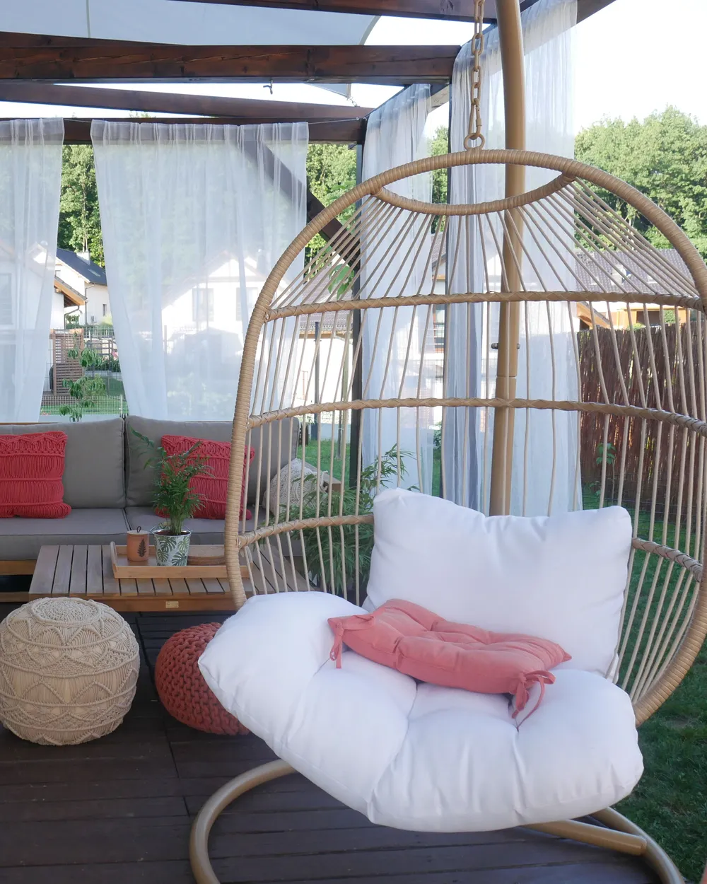 Hanging Chair with Stand ALBA PE Rattan Natural_831863