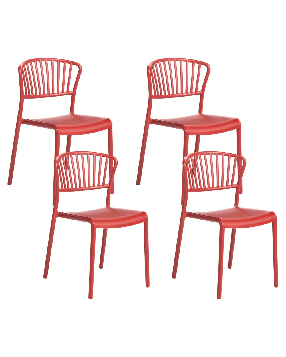 Set of 4 Garden Chairs GELA Red