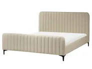 Bed Boucle LUNAN 160 x 200 cm (EU King Size) Beige_1074911