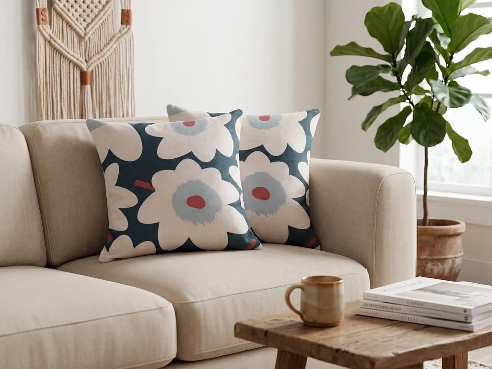 Set of 2 Decorative Cushions SESBANIA 45 x 45 cm Multicolour Floral Pattern