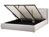 Ottoman Bed BAJONNA Fabric Light Grey 180 x 200 cm (EU Super King)