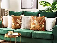 Koristetyynysetti 2 kpl SUNFLOWER 45 x 45 cm Sametti Oranssi Kasvikuvio_1178456