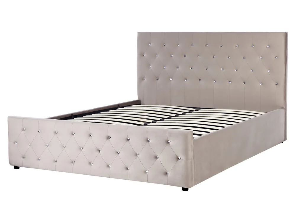 Säng med förvaring AMIENS Sammet Taupe 160 x 200 cm_914353