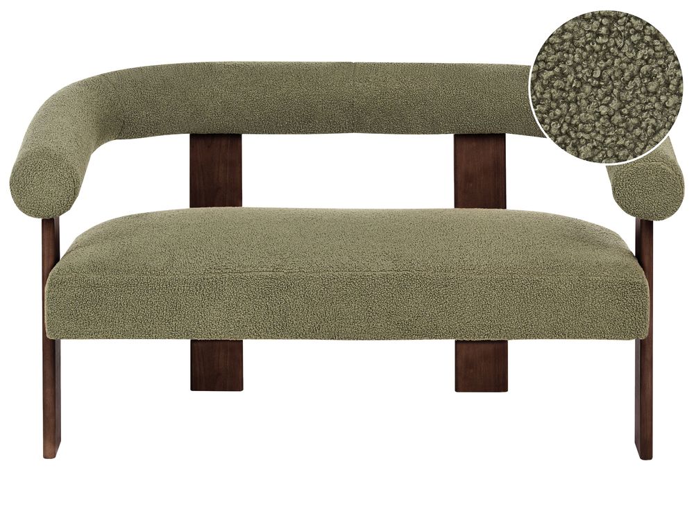 Sofa 2-seters ILBRO Bouclé Grønn/mørkebrun