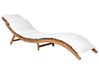 Sun Lounger with Cushion LUINO Acacia Wood Off-White