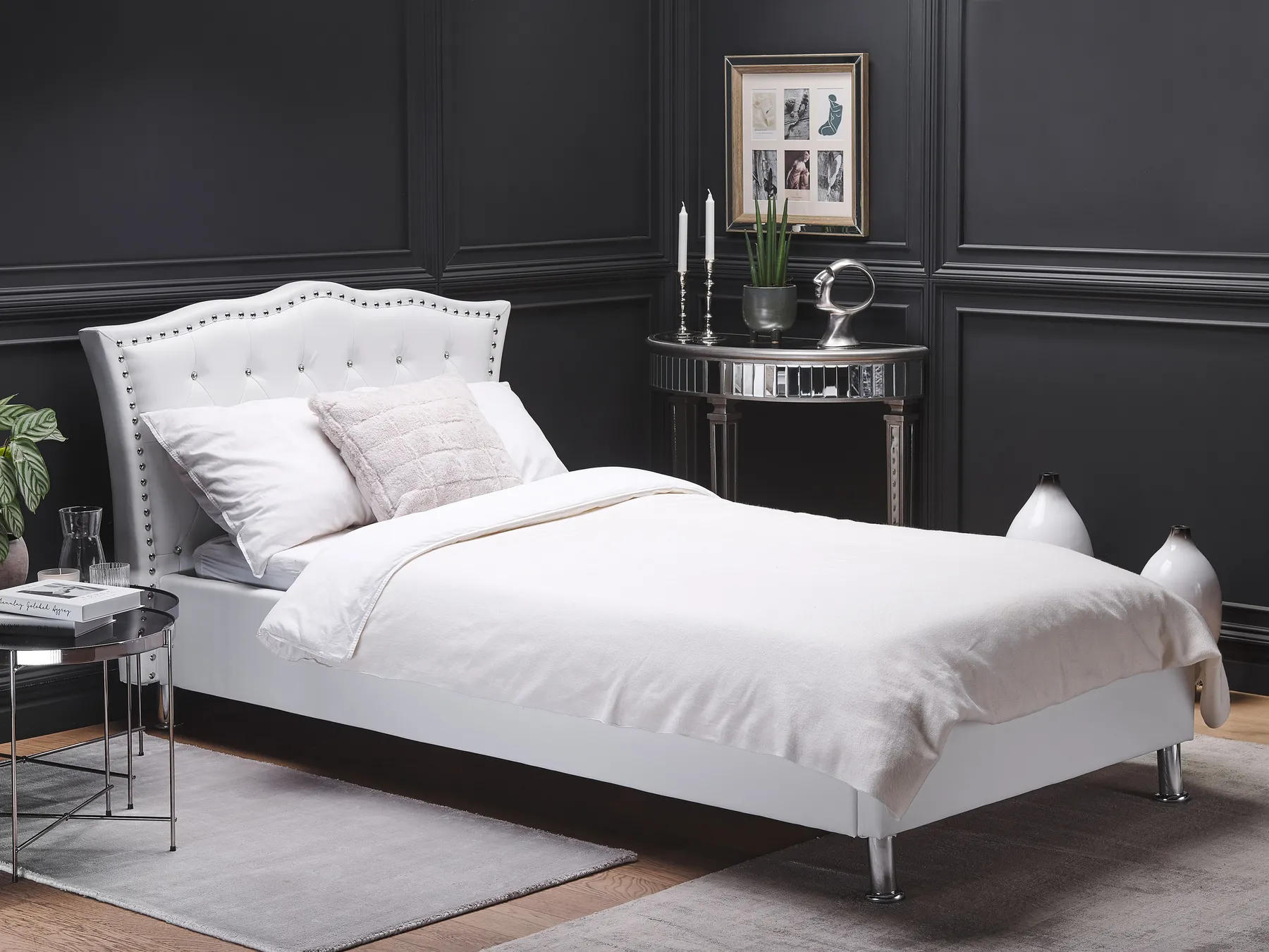 Ottoman Bed METZ Faux Leather White 90 x 200 cm (EU Single)_799456