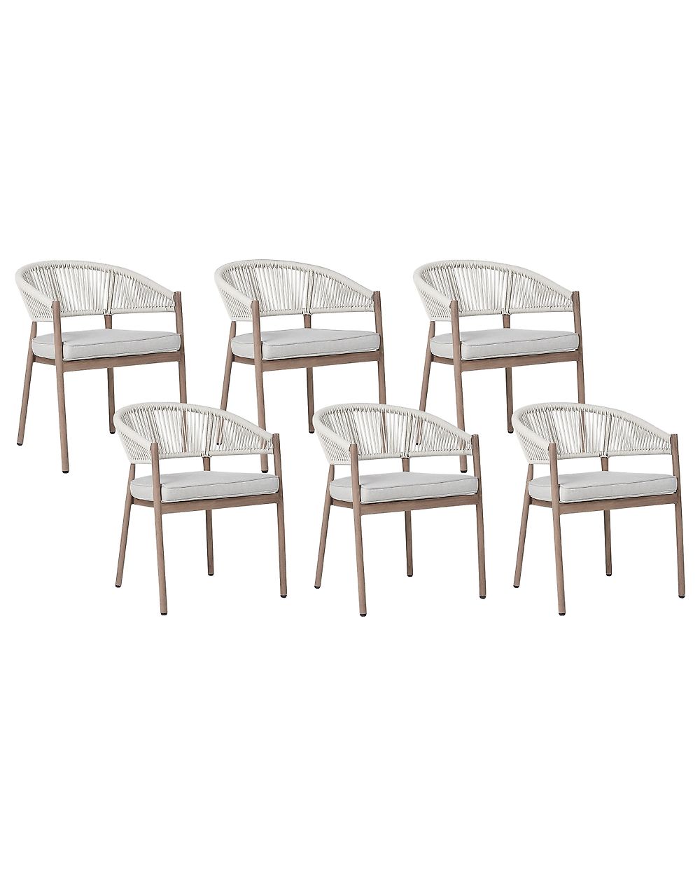 Set med 6 stolar med dynor FLAVIA Metall Brun