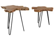 Set of 2 Side Tables CAMROSE Teak Wood Dark Brown_797935
