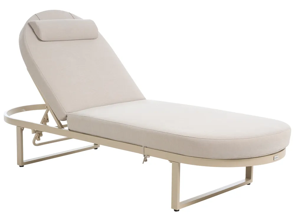 Sun Lounger with Cushion RONCOLO Metal Beige