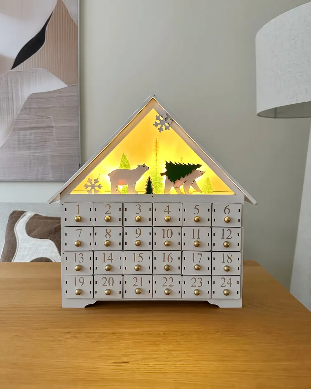 Joulukoriste LED-valo MJOSA 33 cm Joulukalenteri Valkoinen_1031524