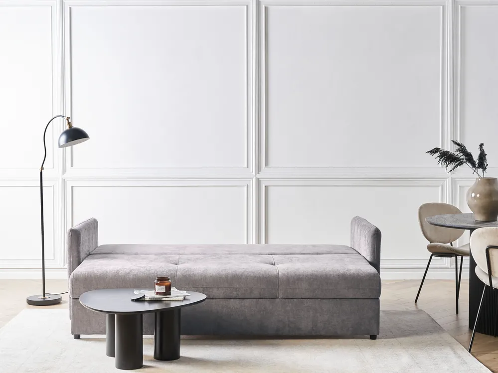 Sofa Bed 3 Seater HOLSEN with Storage Chenille Taupe_947114