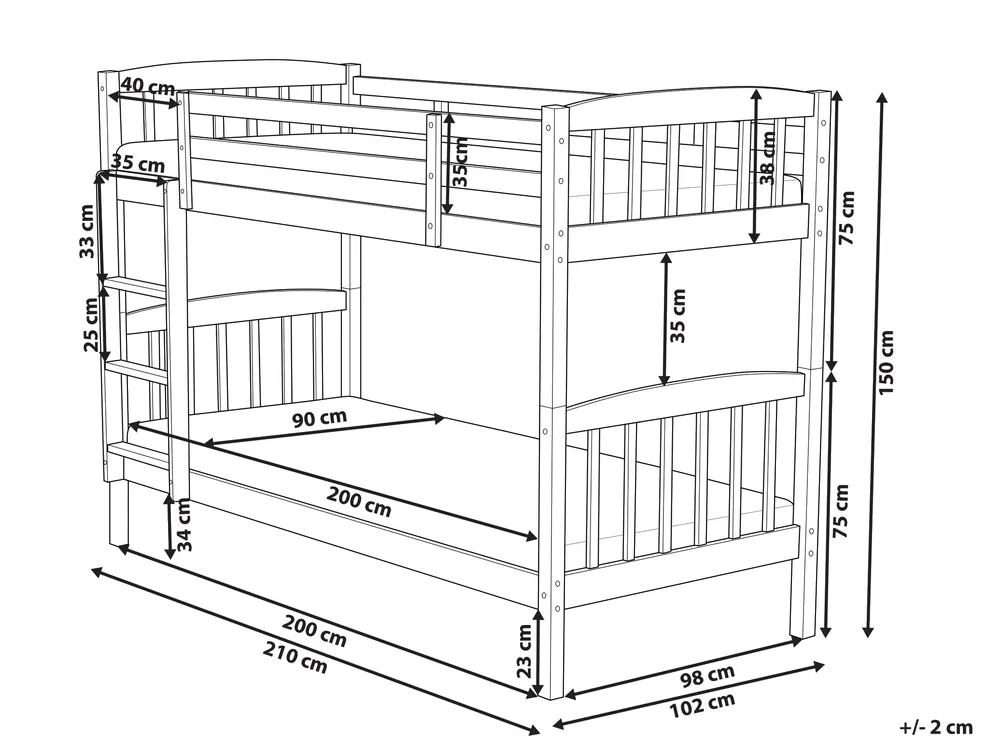 Våningssäng Furu REVIN 90 x 200 cm Vit_711102