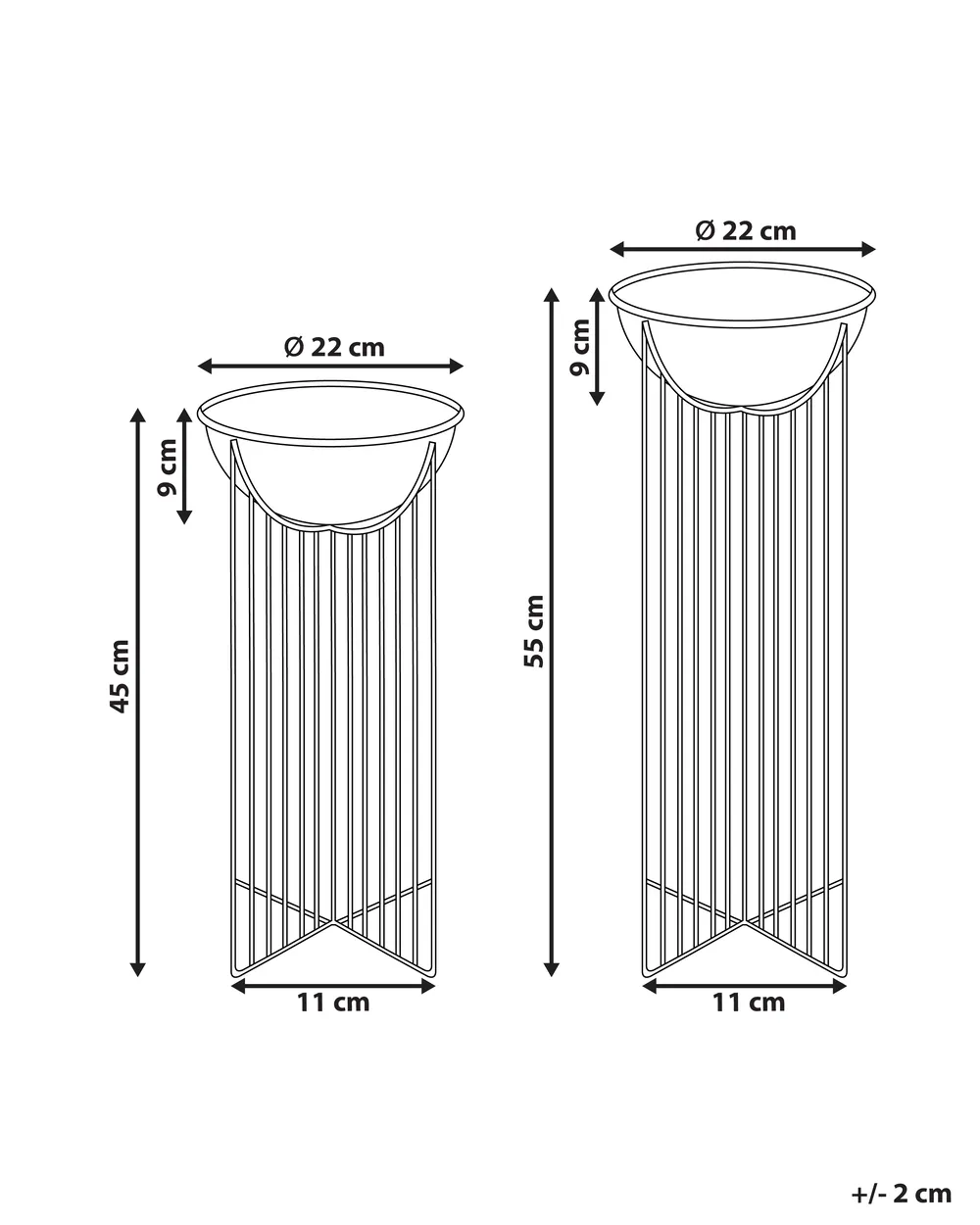 Set of 2 Elevated Plant Pots FICARIA 22 cm Metal Black_933798