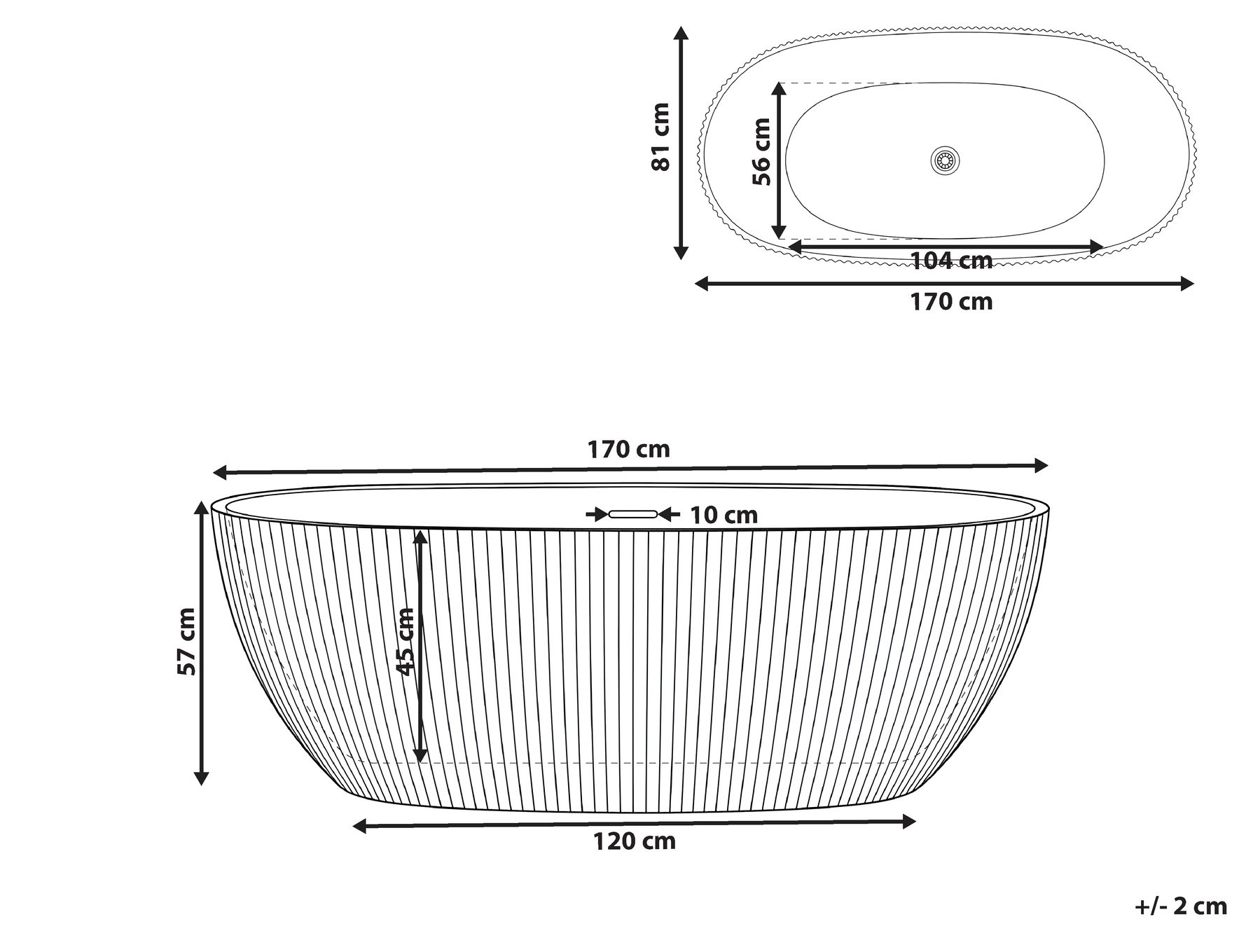 Freestanding Bathtub JUTAI 1700 x 810 mm White_1061427