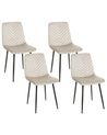 Set of 4 Dining Chairs HAVRE Velvet Beige