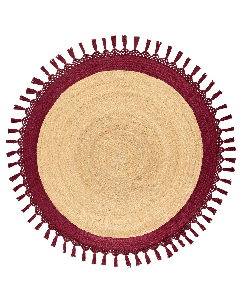 Rug MARTS Dark Red ø 140 cm Jute