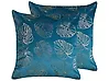 Koristetyynysetti 2 kpl DELICIOSA 45 x 45 cm Sametti Sininen Kasvikuvio
