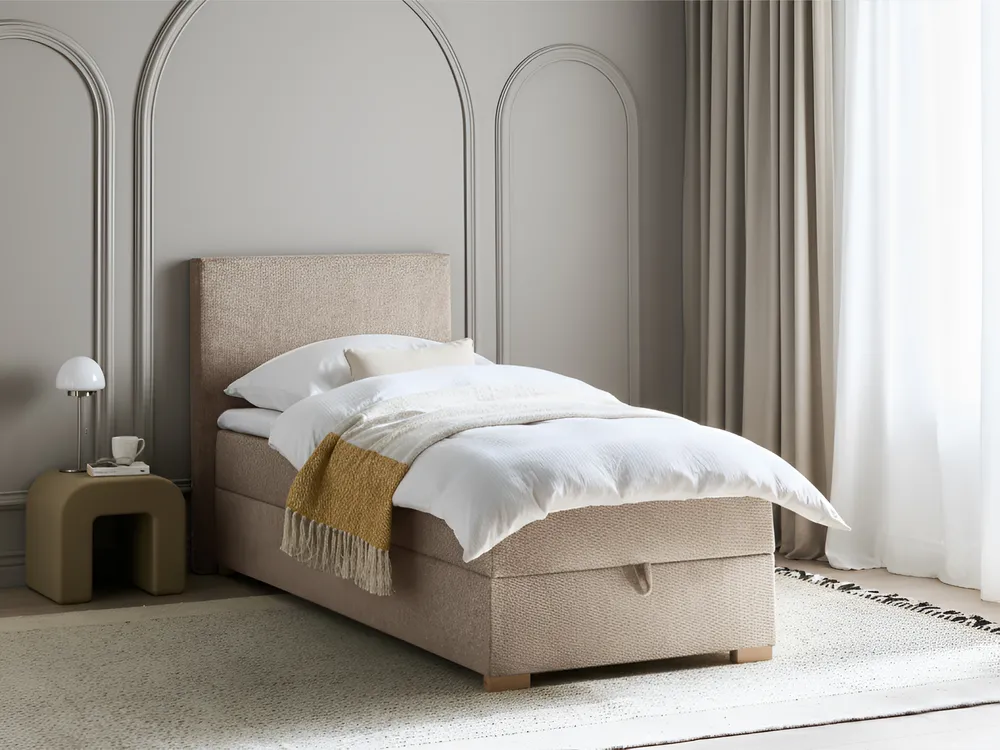 Divan Bed with Storage MAJOR Fabric Taupe 90 x 200 cm (EU Single)