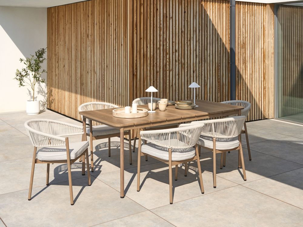 Garden Dining Set 6 Seater FLAVIA with Cushions Metal Brown