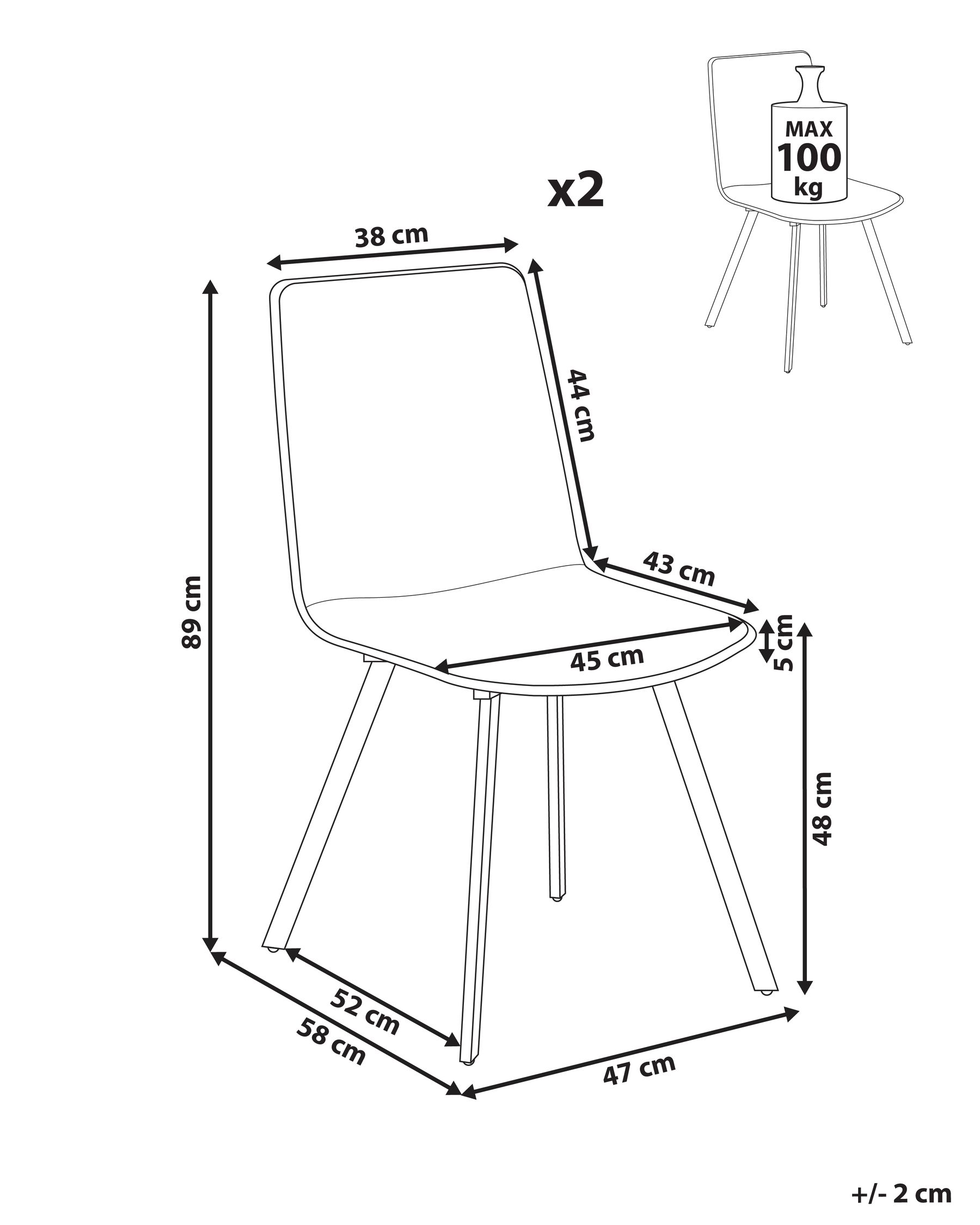 Set of 2 Dining Chairs CARVER Fabric Beige_999054