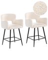 Set of 2 Bar Chairs SANILAC Boucle Off-White