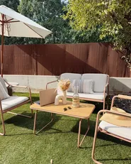 Garden Lounge Set with Table 4 Seater CALASCIO Metal Light Beige_1085735