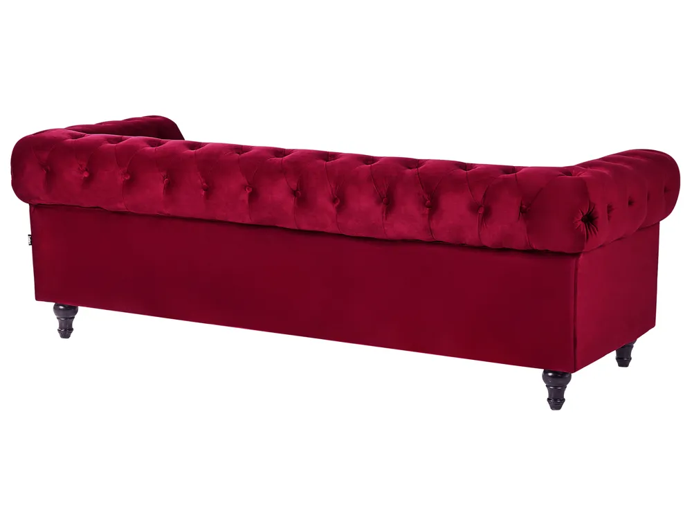 Living Room Set 4 Seater CHESTERFIELD Velvet Dark Red_778791