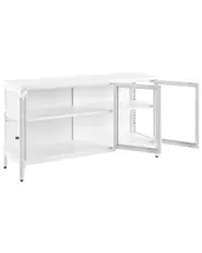 Glass Display Sideboard NEWPORT 115 cm Metal White_830342