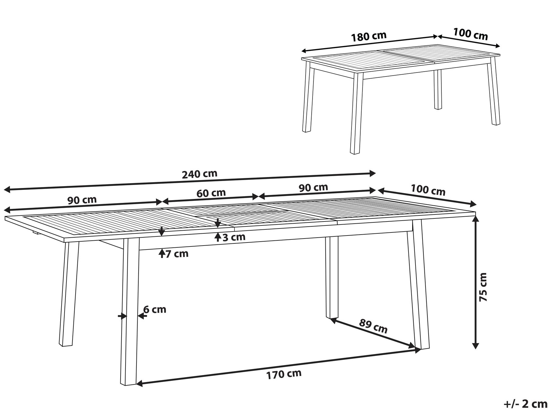 Extending Garden Dining Table CESANA 180/240 cm 100 cm Acacia Wood Dark Brown_868545
