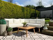 Garden Corner Sofa with Table 5 Seater ALCAMO Acacia Wood Light Beige Left Hand_928835