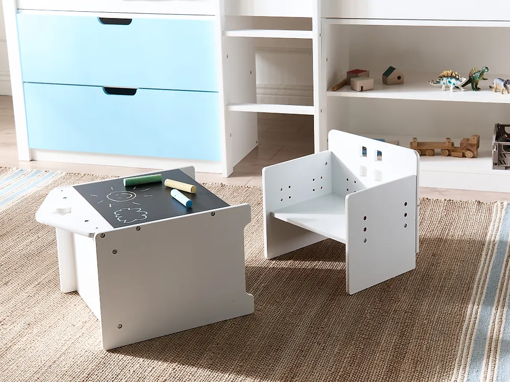 Kids Table and Chair Set ELANORA Montessori White_1175664