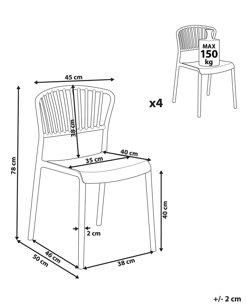 Set of 4 Garden Chairs GELA Red_1029147