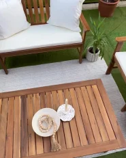 Garden Lounge Set with Table 4 Seater ALTIDONA Acacia Wood Off-White_999770