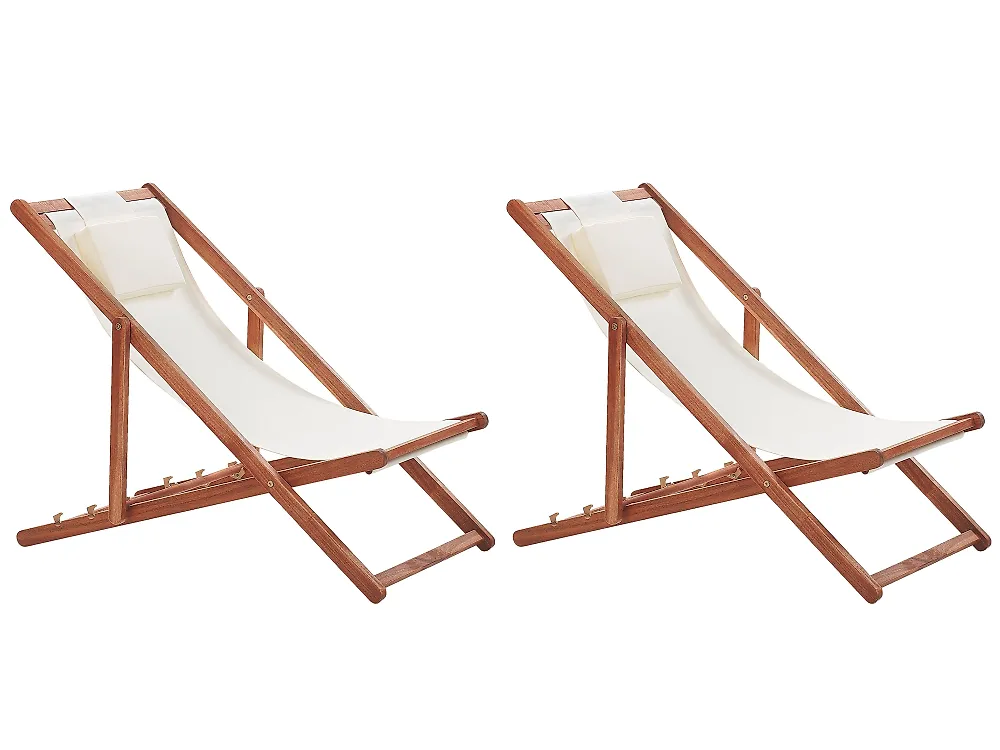 Set med 2 hopfällbara solstolar AVELLINO Akaciaträ Mörkbrun