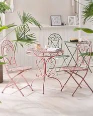 Set of 2 Garden Chairs ALBINIA Metal Pink_780785